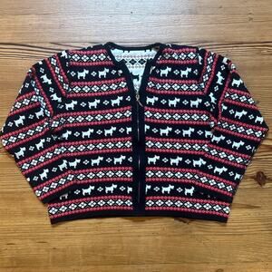 Marisa Christina reversible knit Scottish Terrier full zip womens sweater SIZE M